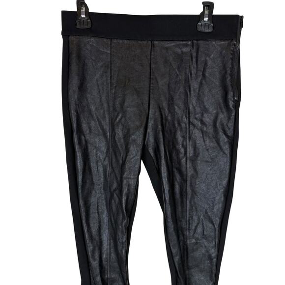 Ann Taylor Leggings Womens 6 Black Stretch Faux Leather Front Panel Side Zip - Picture 3 of 14
